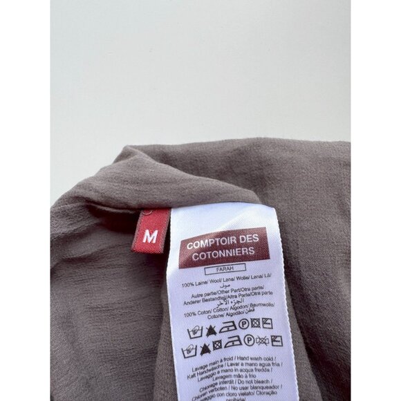 COMPTOIR DES COTONNIERS Farah Taupe Wool Knit Cotton Gauze Empire Dress, Size M - Picture 13 of 14